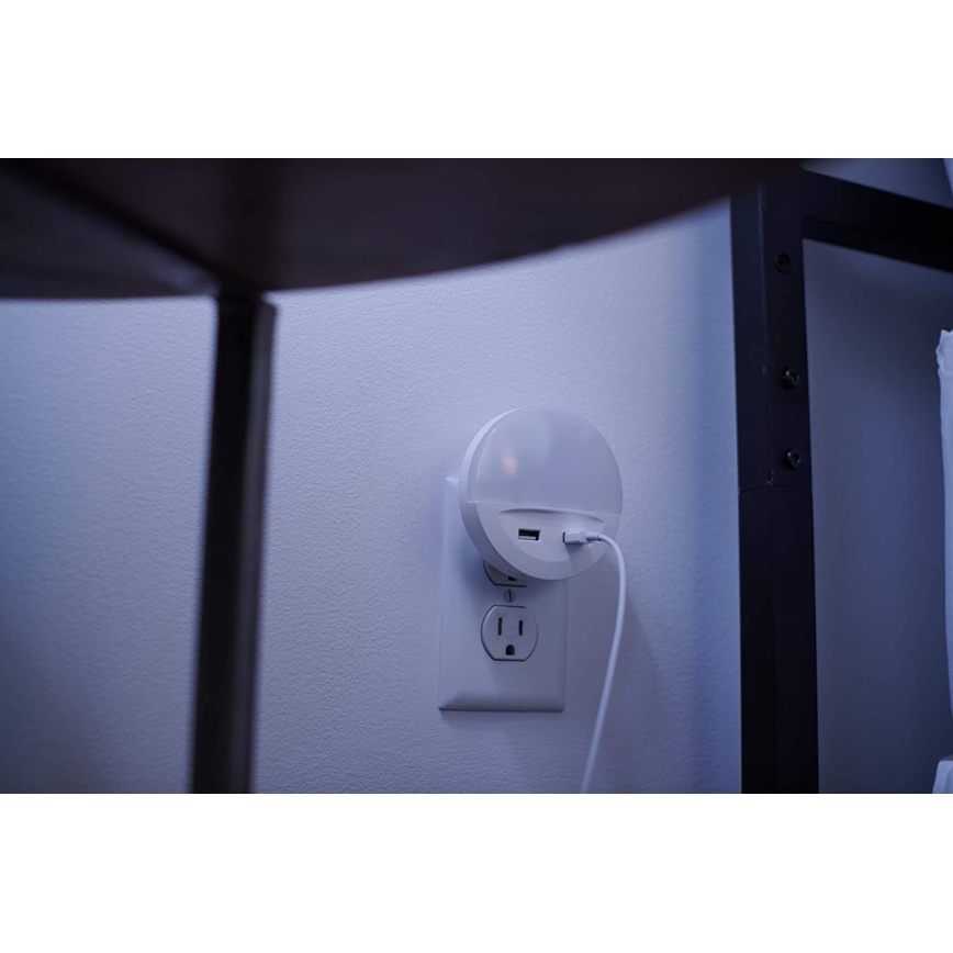 Osram - Lampă de veghe LED pentru priză cu senzor LUNETTA 2xUSB LED/13W/230V