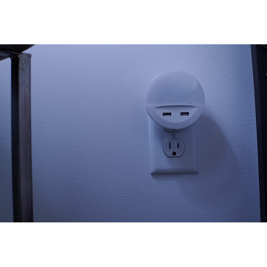 Osram - Lampă de veghe LED pentru priză cu senzor LUNETTA 2xUSB LED/13W/230V
