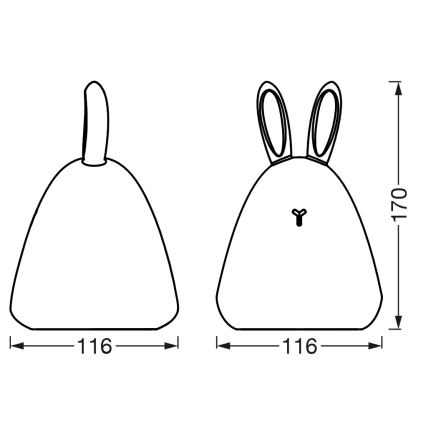 Osram - Lampă de veghe LED tactilă pentru copii TOUCH LED/2,5W/5V 1200 mAh iepure