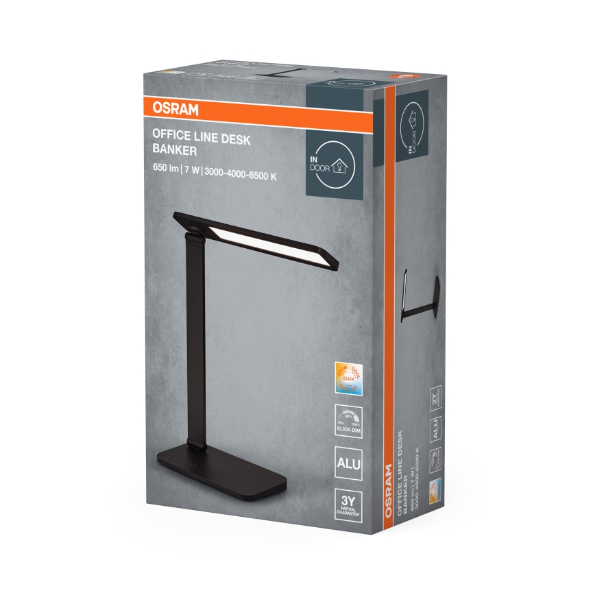 Osram - Lampă de birou LED reglabilă OFFICE LINE LED/7W/230V 3000/4000/6500K, neagră
