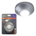 Osram - Lampă LED de orientare cu senzor NIGHTLUX, LED/2W/3xAA, argintie