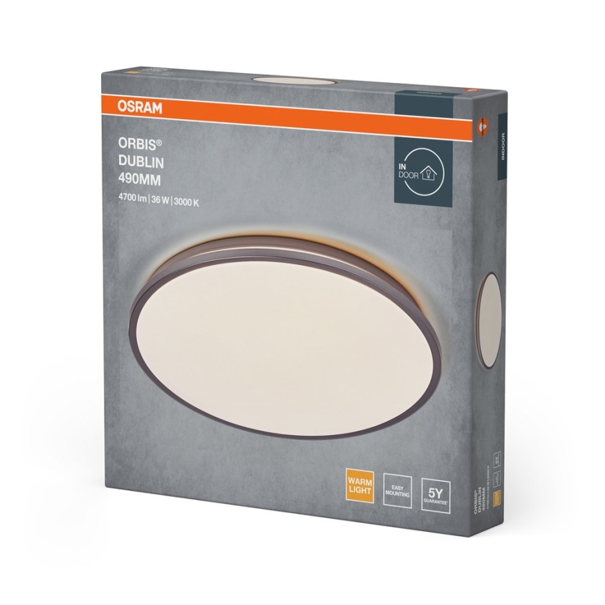 Osram - Lampă LED de tavan ORBIS DUBLIN, 36 W, 230 V, Ø 49 cm, argintiu