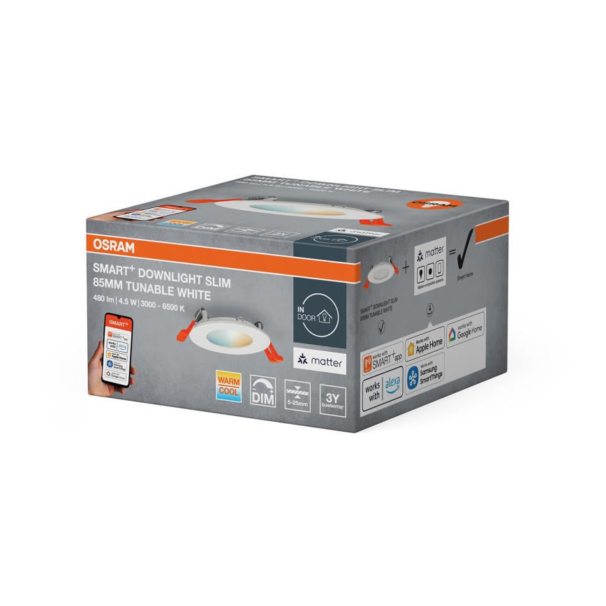 Osram - Spot LED încastrat dimerizabil SMART+ DOWNLIGHT, 4,5W/230V, 3000-6500K, Wi-Fi
