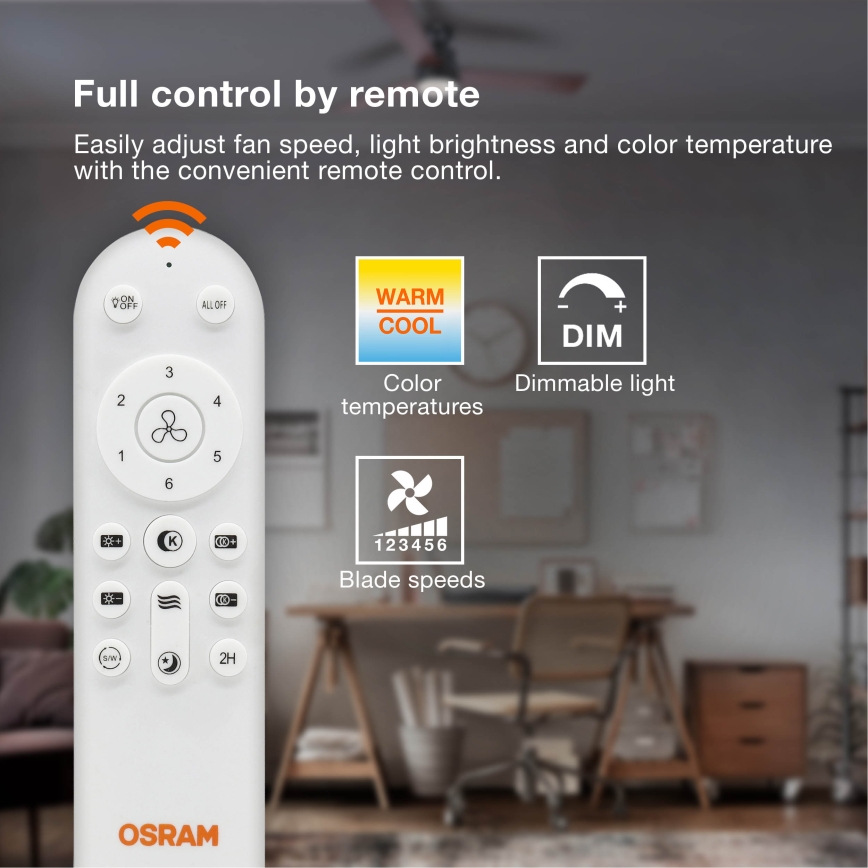 Osram - Lampă de tavan LED dimabilă cu ventilator LEVECHE LED/36W/230V 3000/4000/6500K + telecomandă