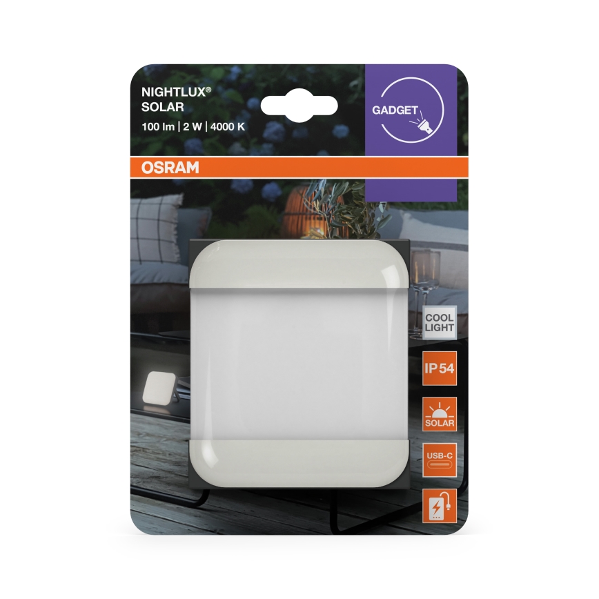 Osram - Lampă solară portabilă LED NIGHTLUX, 2W/5V, IP54, gri
