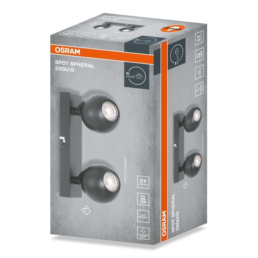 Osram - Lampă spot SPHERAL 2xGU10/6W/230V negru