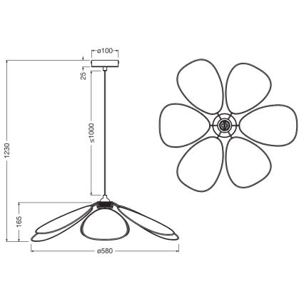 Osram - Lampă suspendată cu cablu DECOR RATTAN 1xE27/15W/230V Ø 58 cm bej/negru