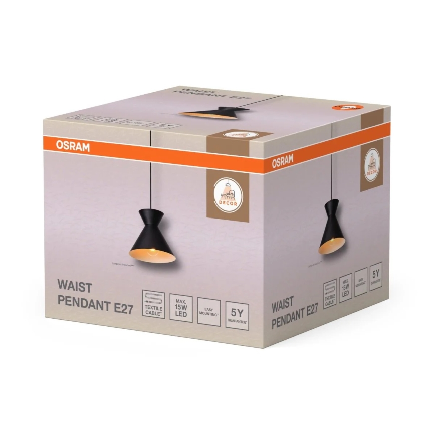 Osram - Lampă suspendată cu cablu DECOR WAIST 1xE27/40W/230V, neagră