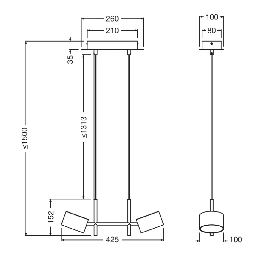 Osram - Lustră LED dimabilă suspendată pe cablu DECOR KYOTO, 2 x 10W, 230V, CRI 90, neagră