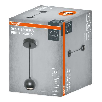Osram - Lampă suspendată pe cablu SPOT SPHERAL 1xGU10/6W/230V, neagră