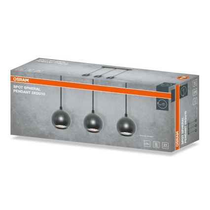 Osram - Lampă suspendată pe cablu SPOT SPHERAL 3xGU10/6W/230V neagră