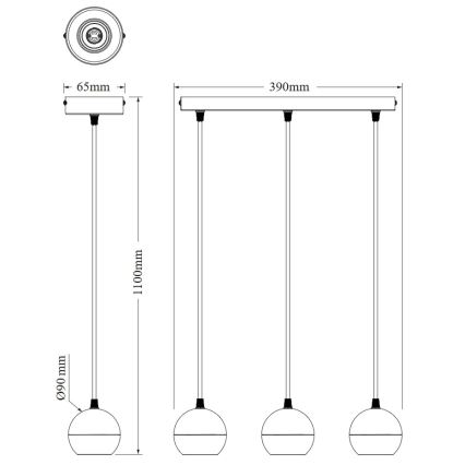 Osram - Lampă suspendată pe cablu SPOT SPHERAL 3xGU10/6W/230V neagră