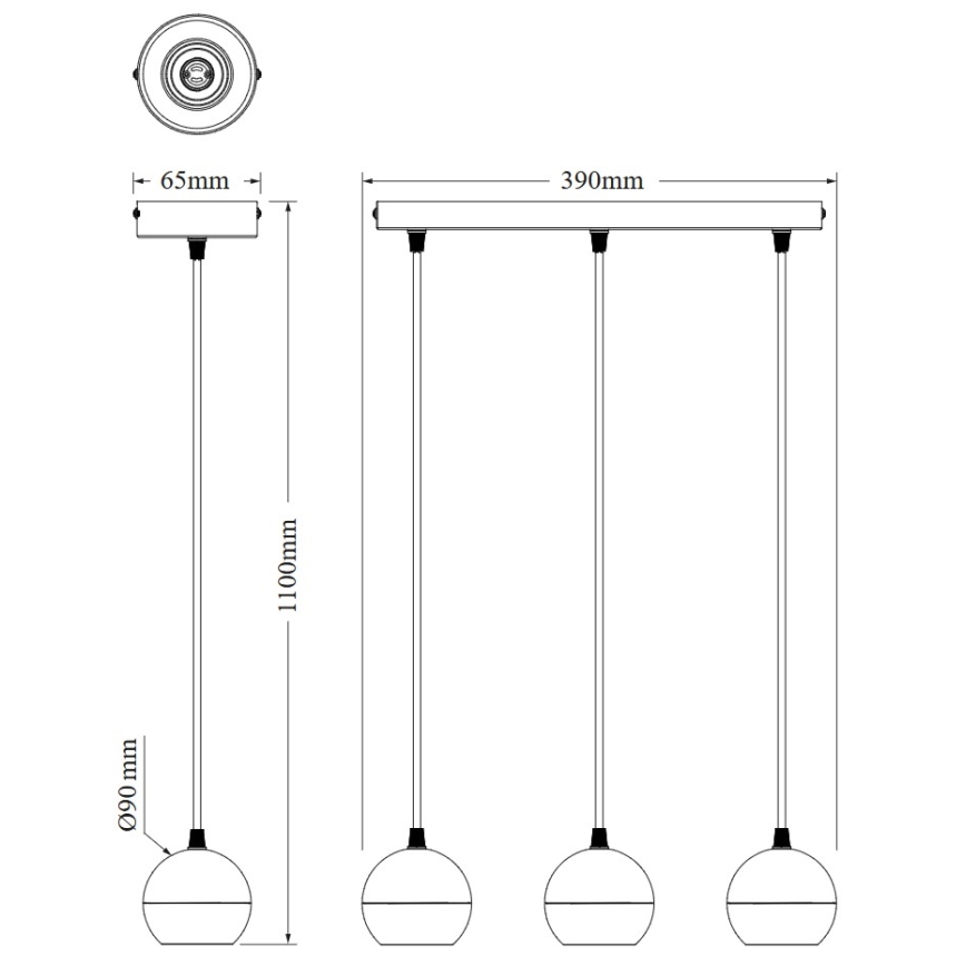 Osram - Lampă suspendată pe cablu SPOT SPHERAL 3xGU10/6W/230V neagră