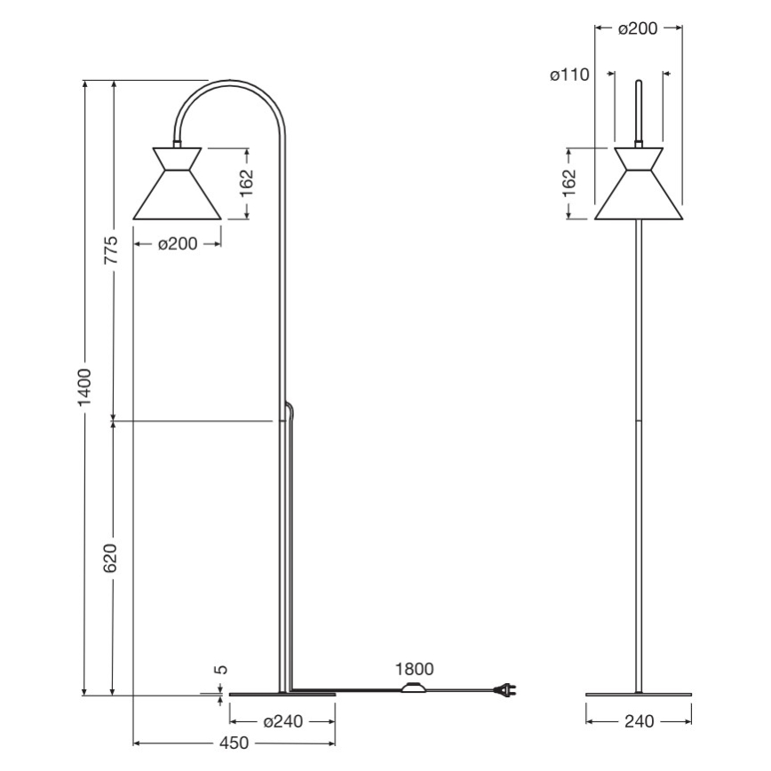 Osram - Lampadar DECOR WAIST 1xE27/40W/230V, negru