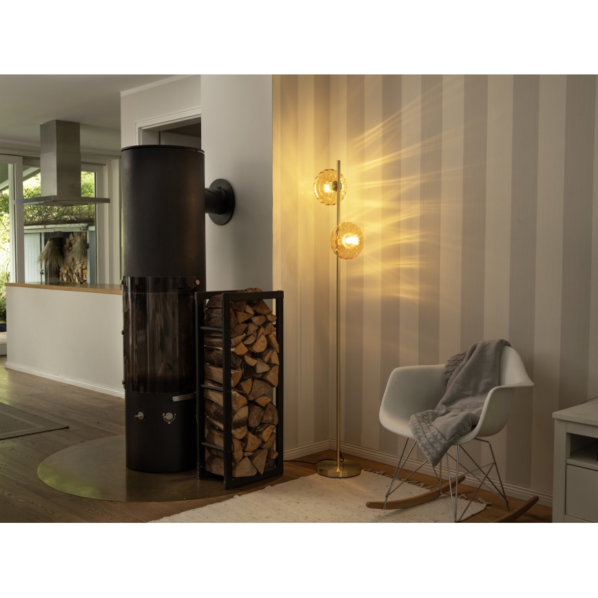 Osram - Lampadar GOLD GLASS 2xE14/12W/230V auriu/bej fumuriu
