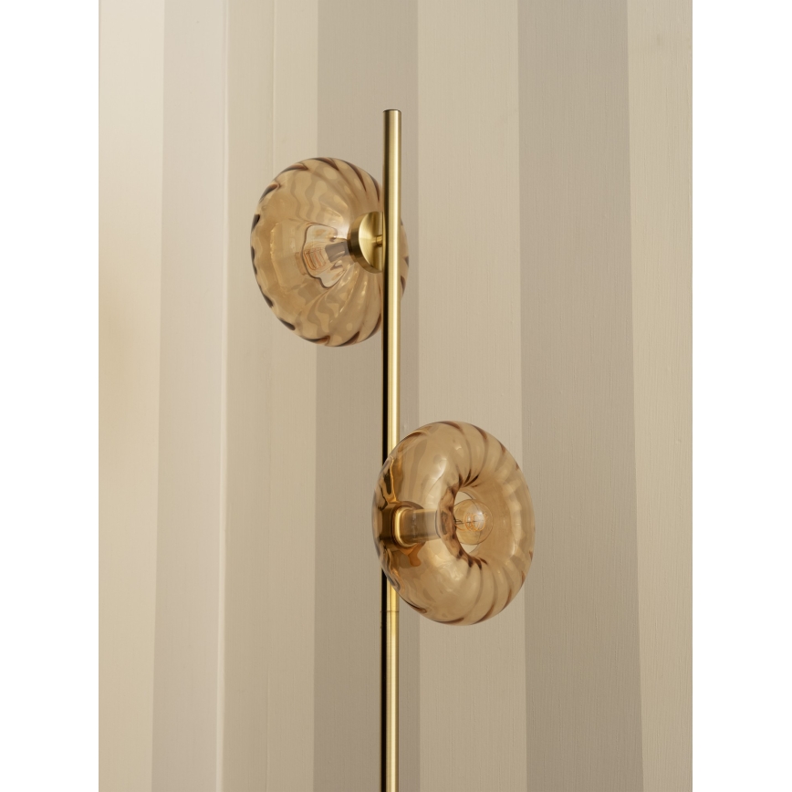 Osram - Lampadar GOLD GLASS 2xE14/12W/230V auriu/bej fumuriu