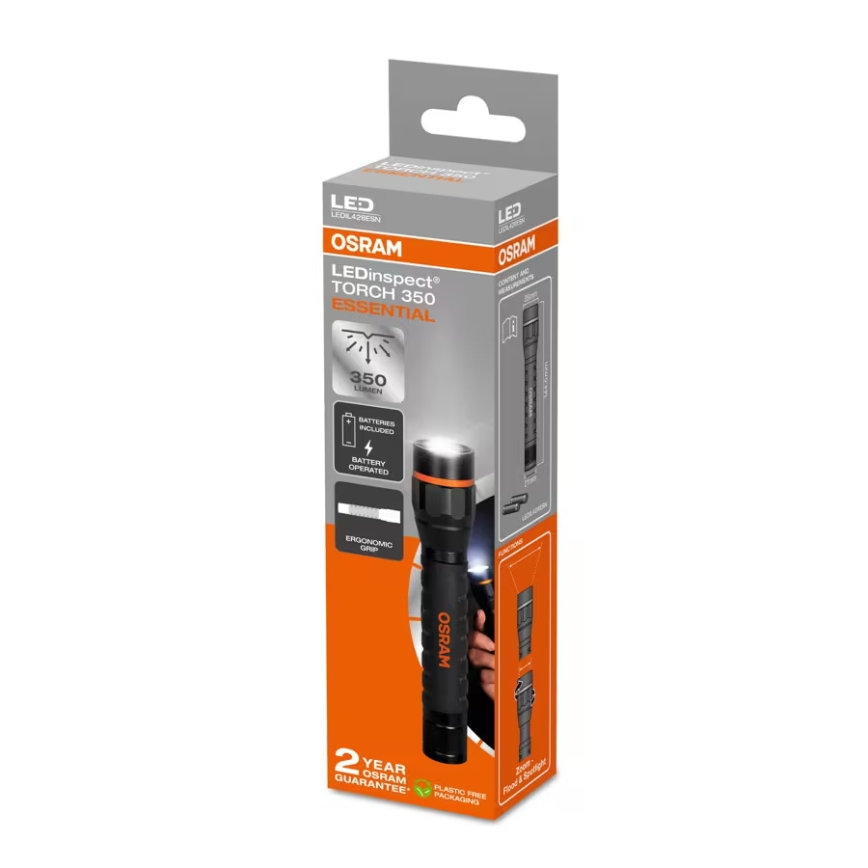 Osram - LEDINSPECT TORCH 350 ESSENTIAL, lanternă LED reglabilă, 4W, 2xAAA, IP44