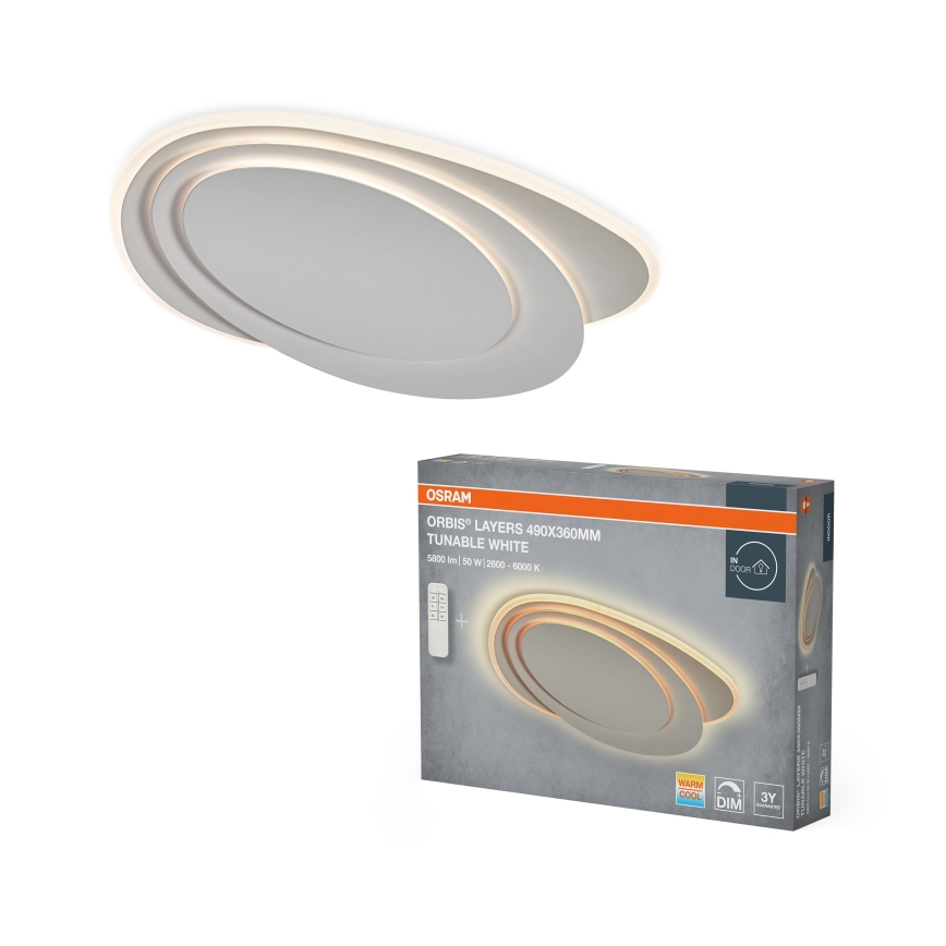 Osram - Plafonieră LED dimabilă ORBIS LAYERS LED/50W/230V 2600-6000K 36x49 cm albă + telecomandă