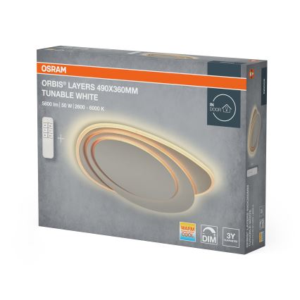 Osram - Plafonieră LED dimabilă ORBIS LAYERS LED/50W/230V 2600-6000K 36x49 cm albă + telecomandă