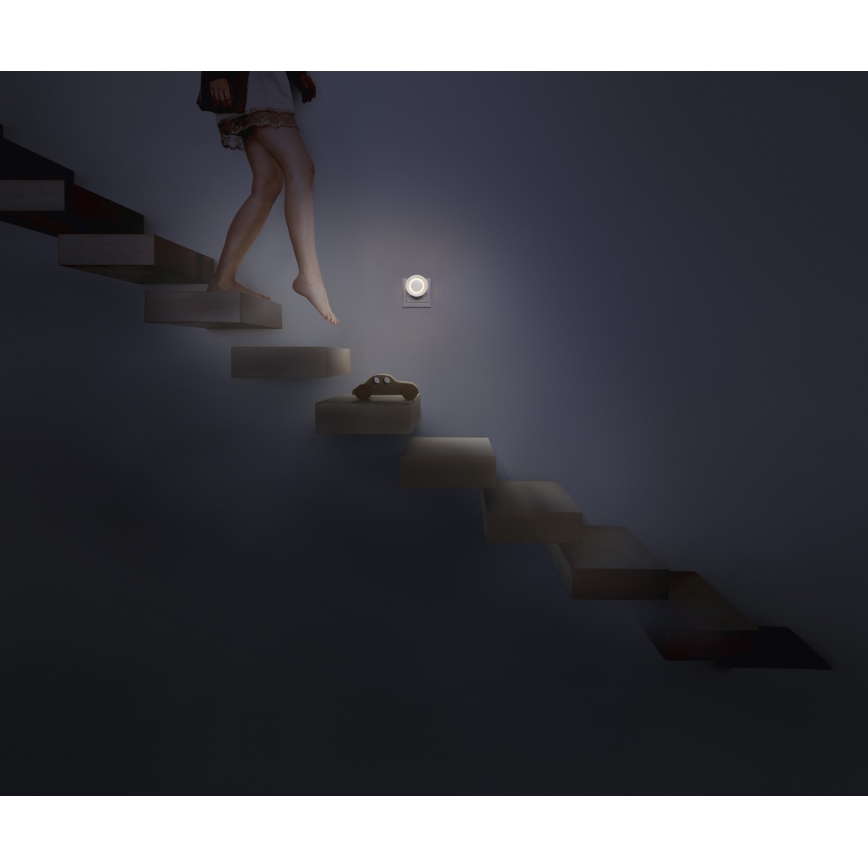 Osram - Lampă de veghe LED LUNETTA cu senzor de mișcare și de crepuscul, LED/0,31W/230V, albă