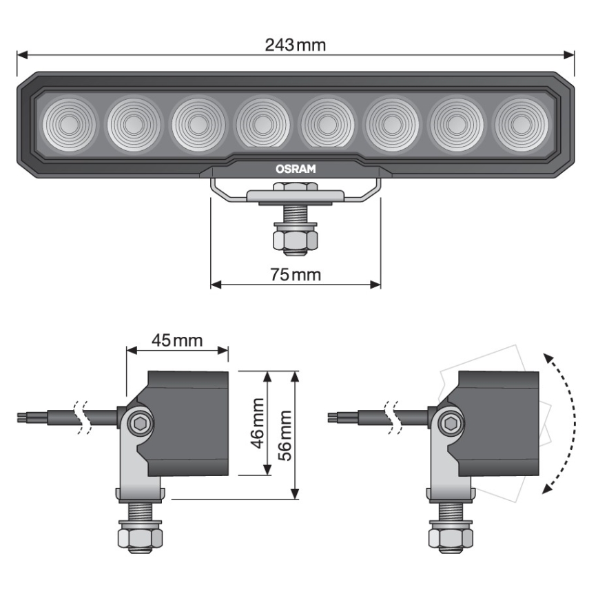 Osram - Spot LED auto LIGHTBAR WL VX250-WD LED/36W/12/24V 6000K IP69