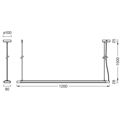 Osram - Lampă LED suspendată reglabilă pe cablu OFFICE LINE LED/40W/230V 4000K 120 cm neagră