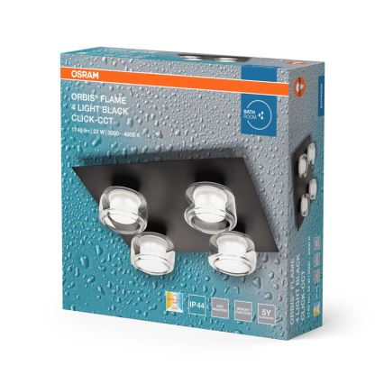 Osram - Plafonieră LED pentru baie ORBIS FLAME 4xLED/5,5W/230V 3000/4000K IP44 neagră