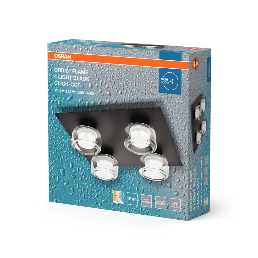 Osram - Plafonieră LED pentru baie ORBIS FLAME 4xLED/5,5W/230V 3000/4000K IP44 neagră