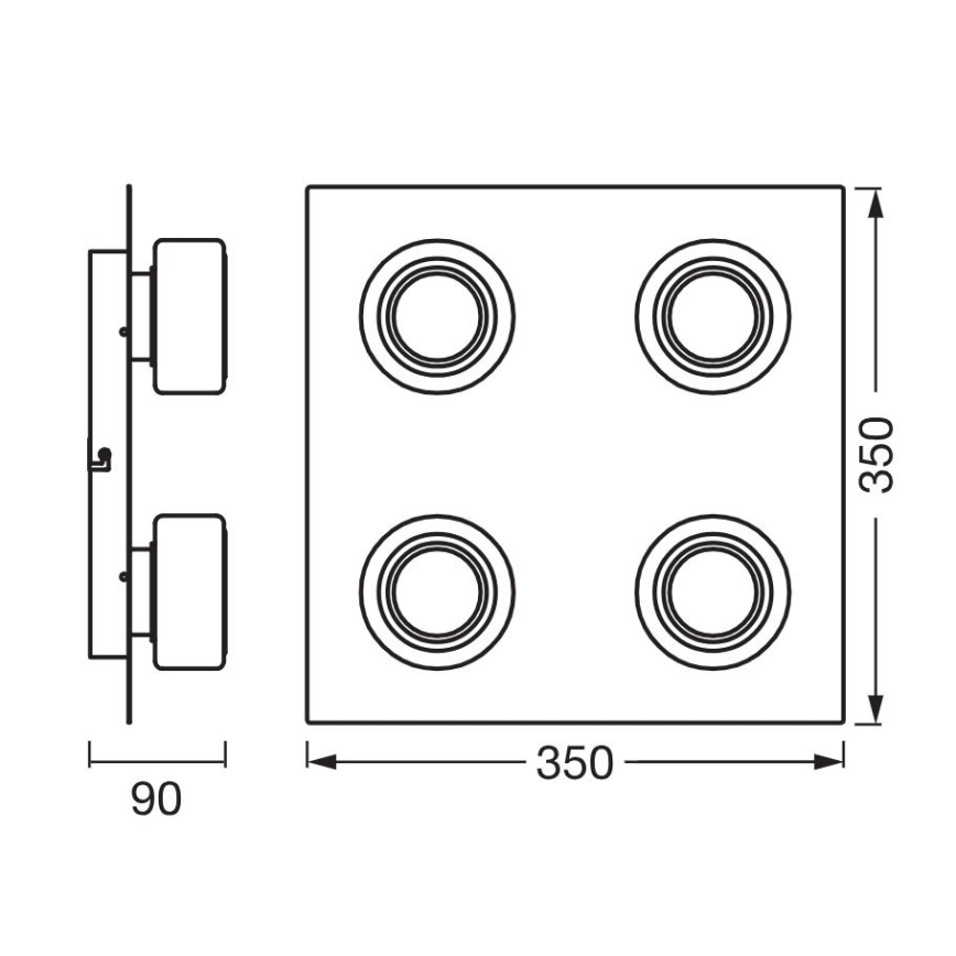 Osram - Plafonieră LED pentru baie ORBIS FLAME 4xLED/5,5W/230V 3000/4000K IP44 neagră