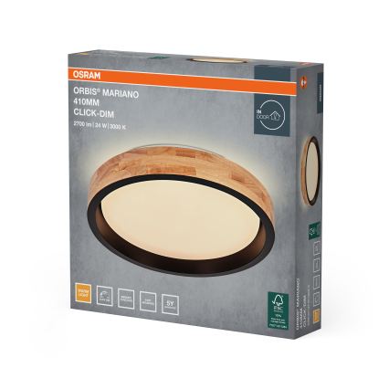 Osram - Plafonieră LED reglabilă MARIANO LED/24W/230V Ø 41 cm stejar/negru