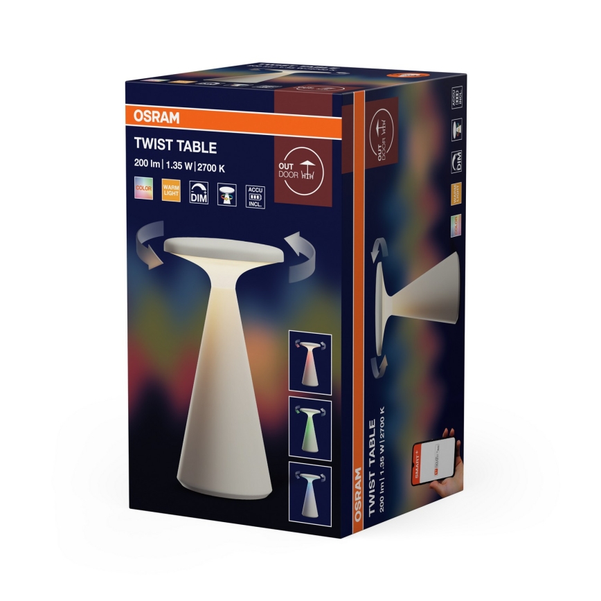 Osram - Lampă de masă pentru exterior SMART+ TWIST, LED RGB reglabilă prin atingere, reîncărcabilă, LED/1,35W/3,7V 1800 mAh IP44