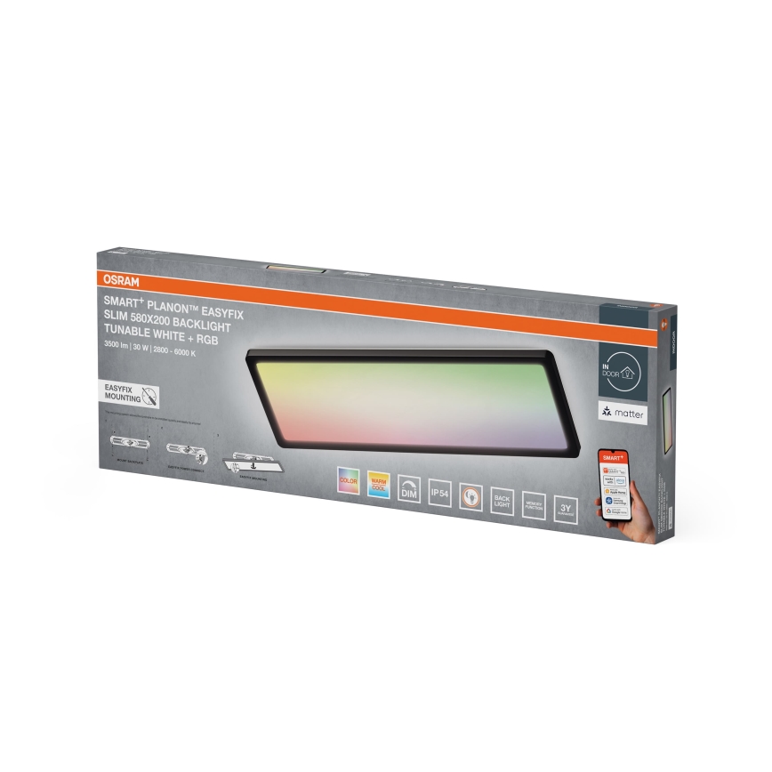 Osram - Plafonieră LED RGBW reglabilă SMART+ PLANON LED/30W/230V 2800-6500K 58x20 cm Wi-Fi IP54 neagră