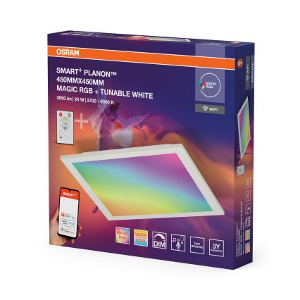 Osram - Plafonieră LED RGBW dimmabilă SMART+ MAGIC LED/24W/230V 2700-6500K 45x45 cm Wi-Fi + telecomandă