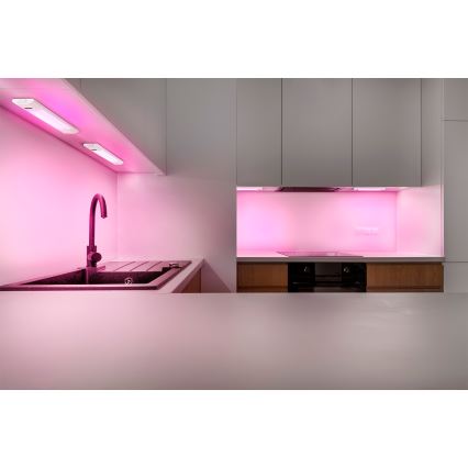 Osram - Lampă LED RGBW sub dulap dimmabilă, cu senzor de mișcare LINEAR EDGE LED/4W/230V, 30 cm, albă + telecomandă
