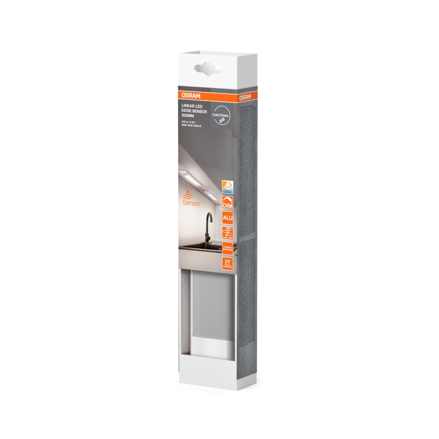 Osram - LINEAR EDGE Lampă LED sub mobilier dimmabilă, cu senzor de mișcare, 4W/230V, 3000/4000/6500K, 30 cm, alb