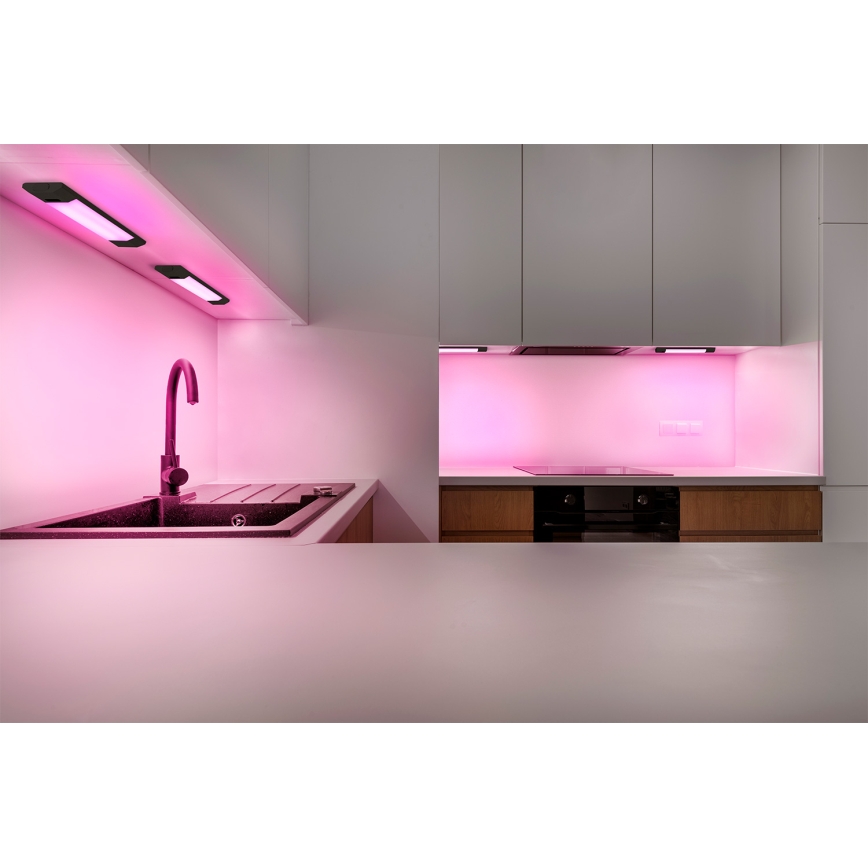 Osram - Lumină LED RGBW reglabilă pentru montaj sub mobilier, cu senzor de mișcare LINEAR EDGE LED/4W/230V 30 cm, neagră + telecomandă