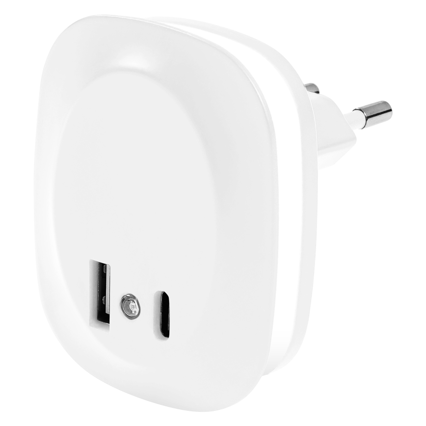 Osram - Lampă de veghe LED pentru priză cu senzor și USB LUNETTA LED/12,5W/230V alb
