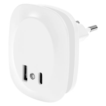 Osram - Lampă de veghe LED pentru priză cu senzor și USB LUNETTA LED/12,5W/230V alb