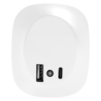 Osram - Lampă de veghe LED pentru priză cu senzor și USB LUNETTA LED/12,5W/230V alb