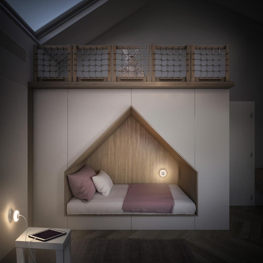 Osram - Lumină de veghe LED pentru priză cu USB LUNETTA LED/15W/230V albă