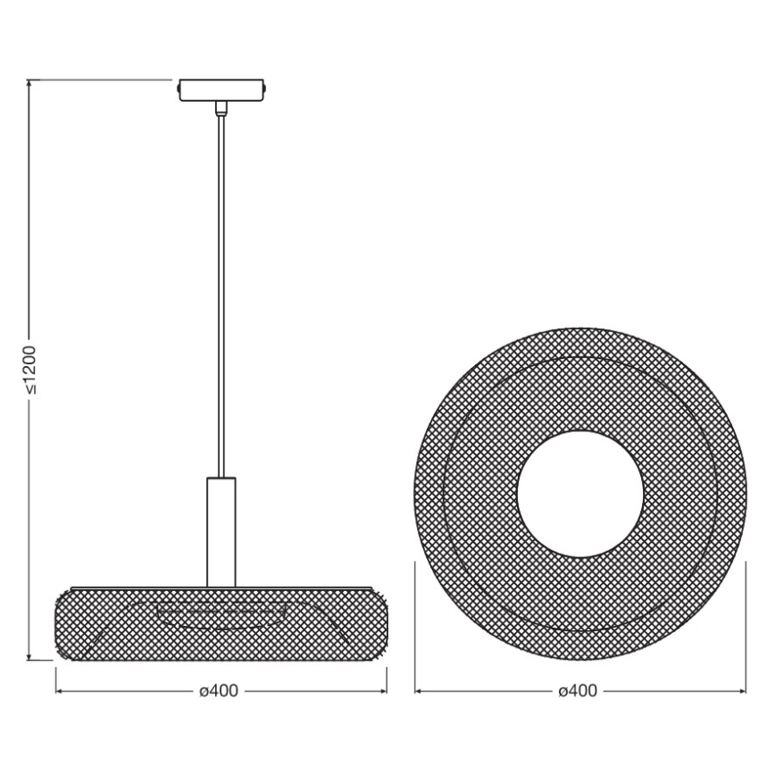 Osram - Lustră LED suspendată pe cablu DECOR MESH LED/18,5W/230V Ø 40 cm negru/lemn de cauciuc