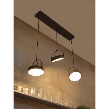 Osram - Lustră LED suspendată pe cablu DECOR PUCK, 3 x LED, 12 W, 230 V, CRI 90, negru
