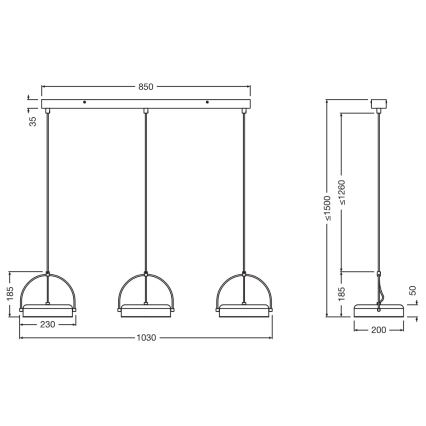 Osram - Lustră LED suspendată pe cablu DECOR PUCK, 3 x LED, 12 W, 230 V, CRI 90, negru