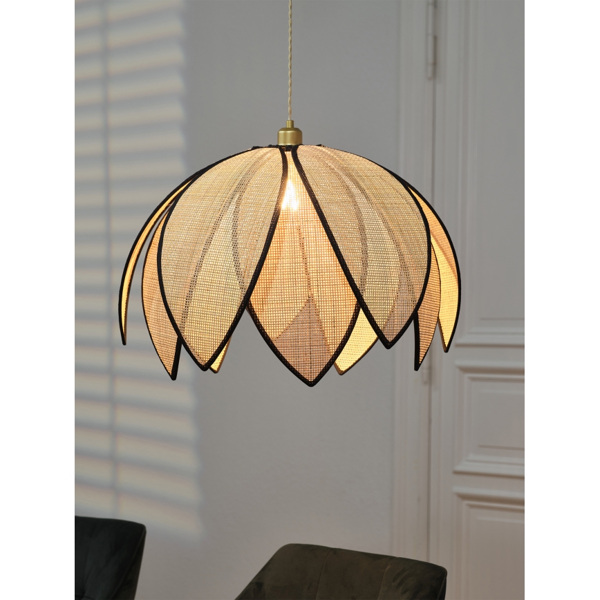 Osram - Lustră suspendată pe cablu DECOR RATTAN 1x E27/15W/230V Ø 67 cm bej/negru