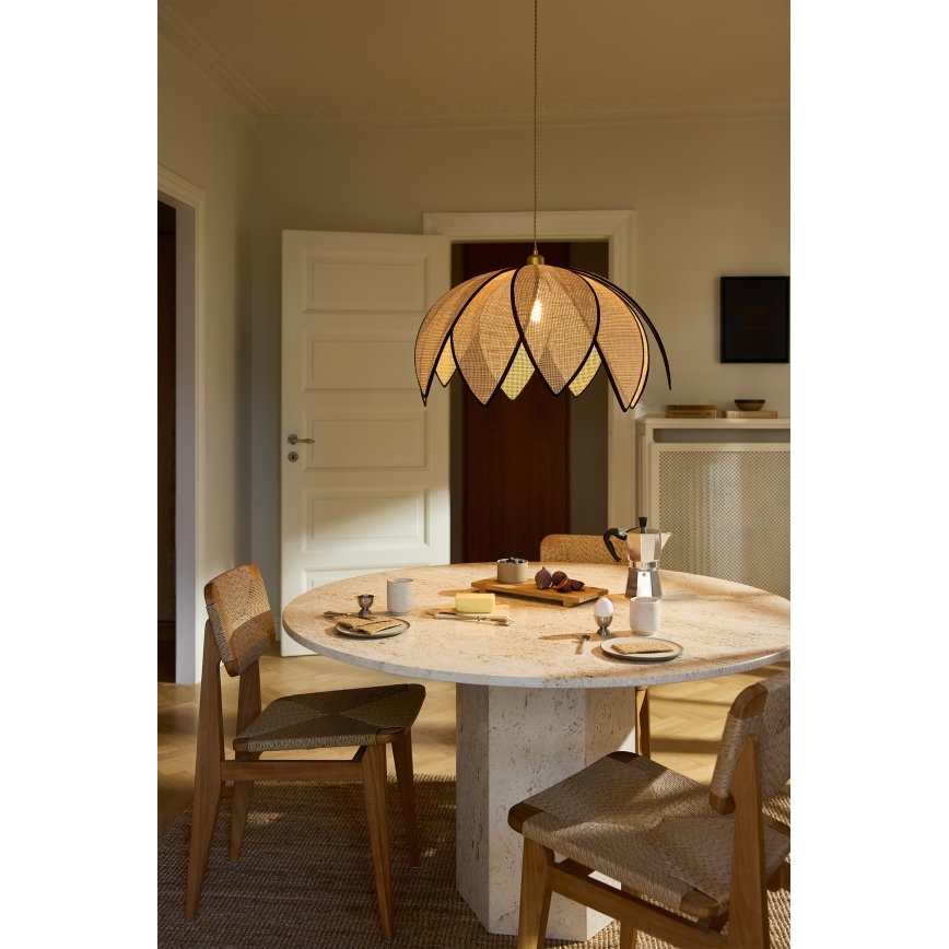 Osram - Lustră suspendată pe cablu DECOR RATTAN 1x E27/15W/230V Ø 67 cm bej/negru