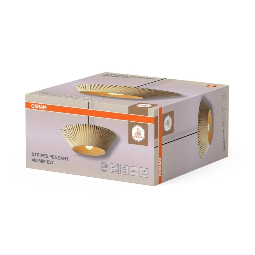 Osram - Lustru suspendat cu cablu DECOR STRIPES, 1xE27/10W/230V, Ø 40,5 cm, bej