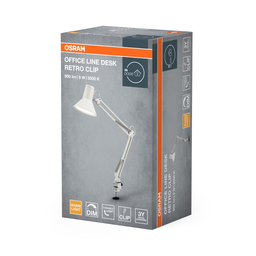 Osram OFFICE LINE Lampă de birou LED dimmerizabilă cu clemă LED/9W/230V 3000K, albă