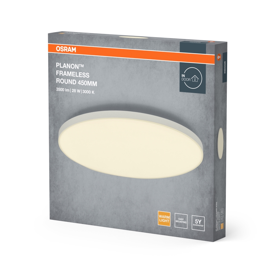 Osram Panou LED aplicat PLANON, 28 W, 230 V, 3000 K, Ø 45 cm, alb