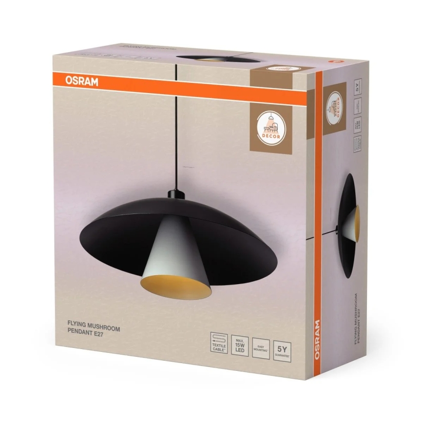 Osram - Pendul cu cablu DECOR FLYING MUSHROOM 1xE27/25W/230V, Ø 50 cm, negru
