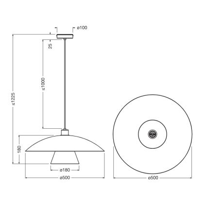 Osram - Pendul cu cablu DECOR FLYING MUSHROOM 1xE27/25W/230V, Ø 50 cm, negru